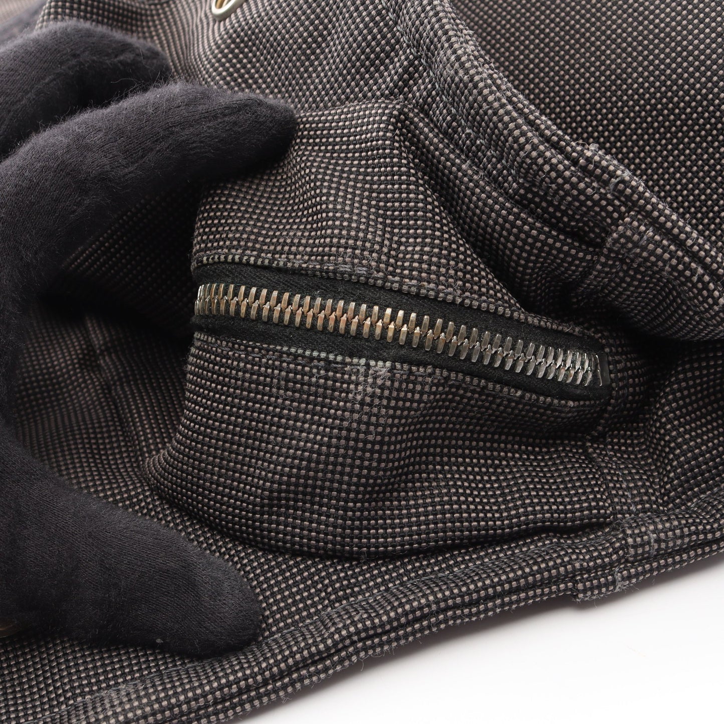 エールラインMM ハンドバッグ トートバッグ ナイロンキャンバス グレー シルバー金具 エルメス