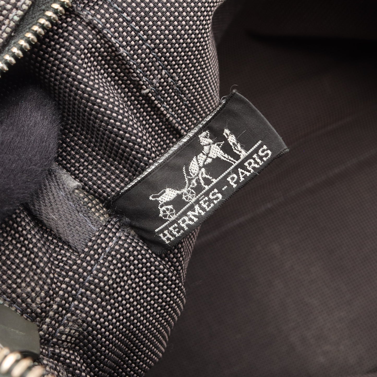 エールラインMM ハンドバッグ トートバッグ ナイロンキャンバス グレー シルバー金具 エルメス