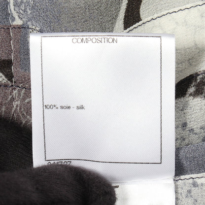 カメリア ロゴ スカート シルク ネイビー マルチカラー シャネル ボトムス CHANEL