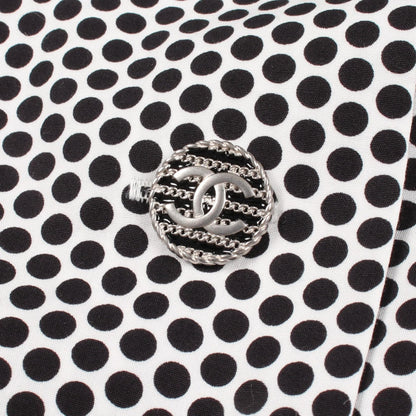 ココマークボタン ドット トップス コットン ブラック ホワイト シャネル トップス CHANEL