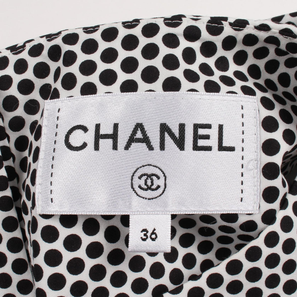 ココマークボタン ドット トップス コットン ブラック ホワイト シャネル トップス CHANEL