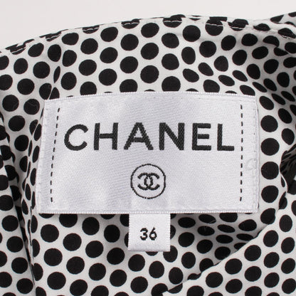 ココマークボタン ドット トップス コットン ブラック ホワイト シャネル トップス CHANEL