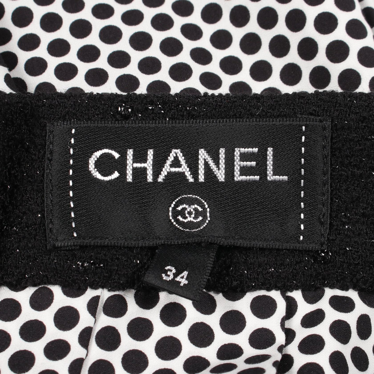 ココマークボタン ドット プリーツ スカート コットン ブラック ホワイト シャネル ボトムス CHANEL