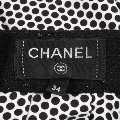ココマークボタン ドット プリーツ スカート コットン ブラック ホワイト シャネル ボトムス CHANEL