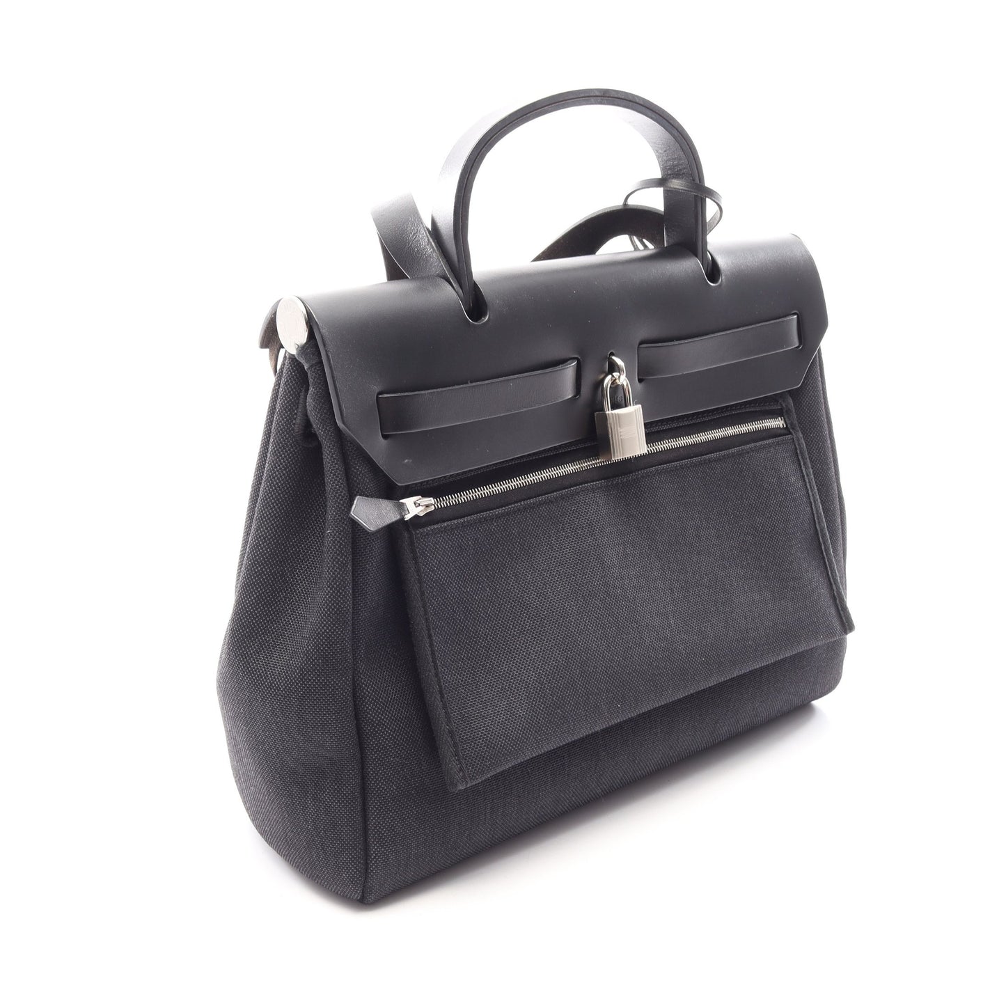 エールバッグジップPM ルトゥルネ 2WAY ハンドバッグ トワルミリタリー ヴァッシュハンター ブラック シルバー金具 Y刻印 エルメス