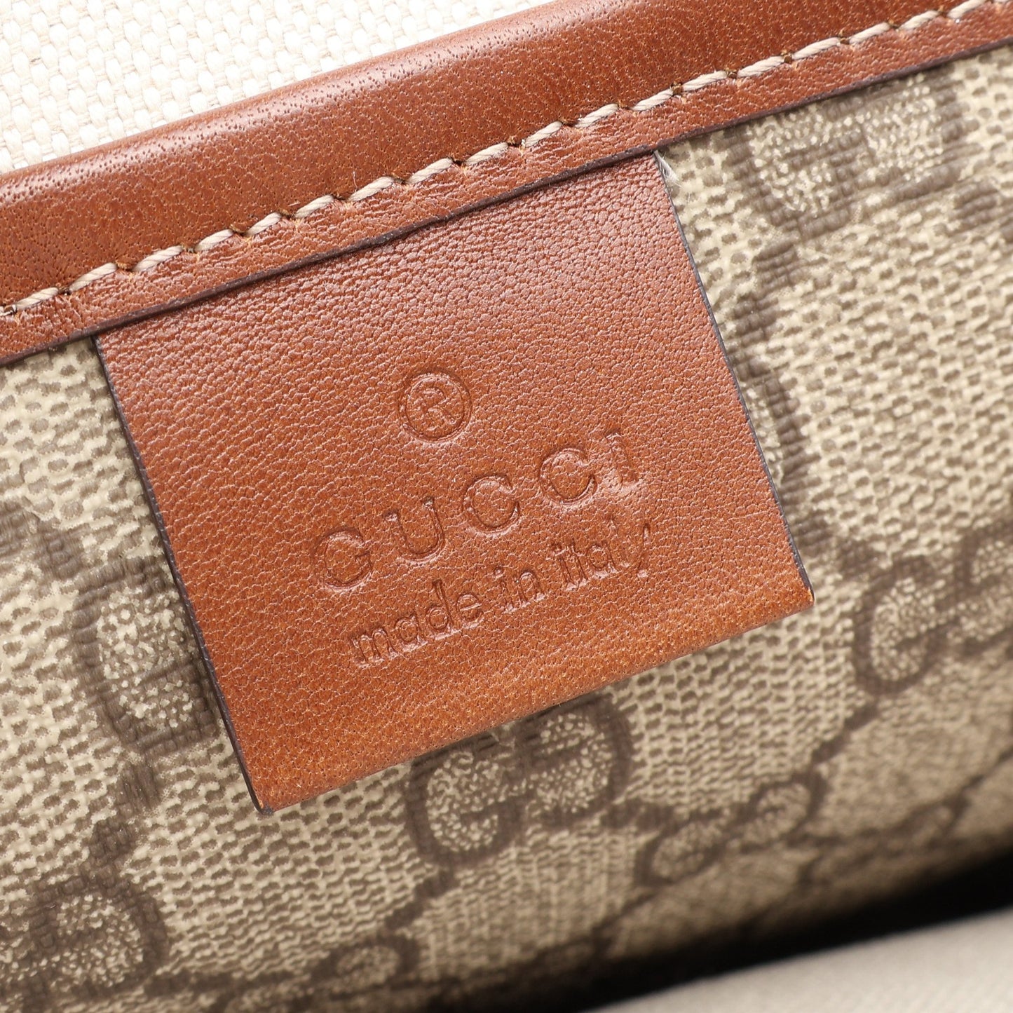 GGプラス シェリーライン ハンドバッグ トートバッグ PVC レザー ベージュ ブラウン マルチカラー グッチ