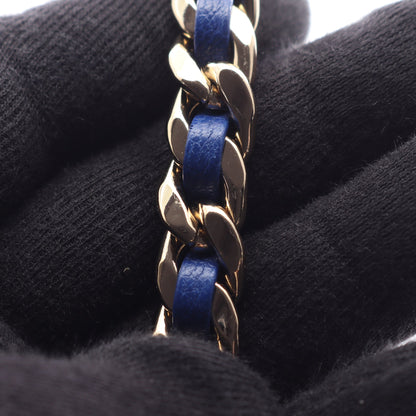 マトラッセ チェーンショルダーバッグ レザー ブルー ゴールド金具 シャネル