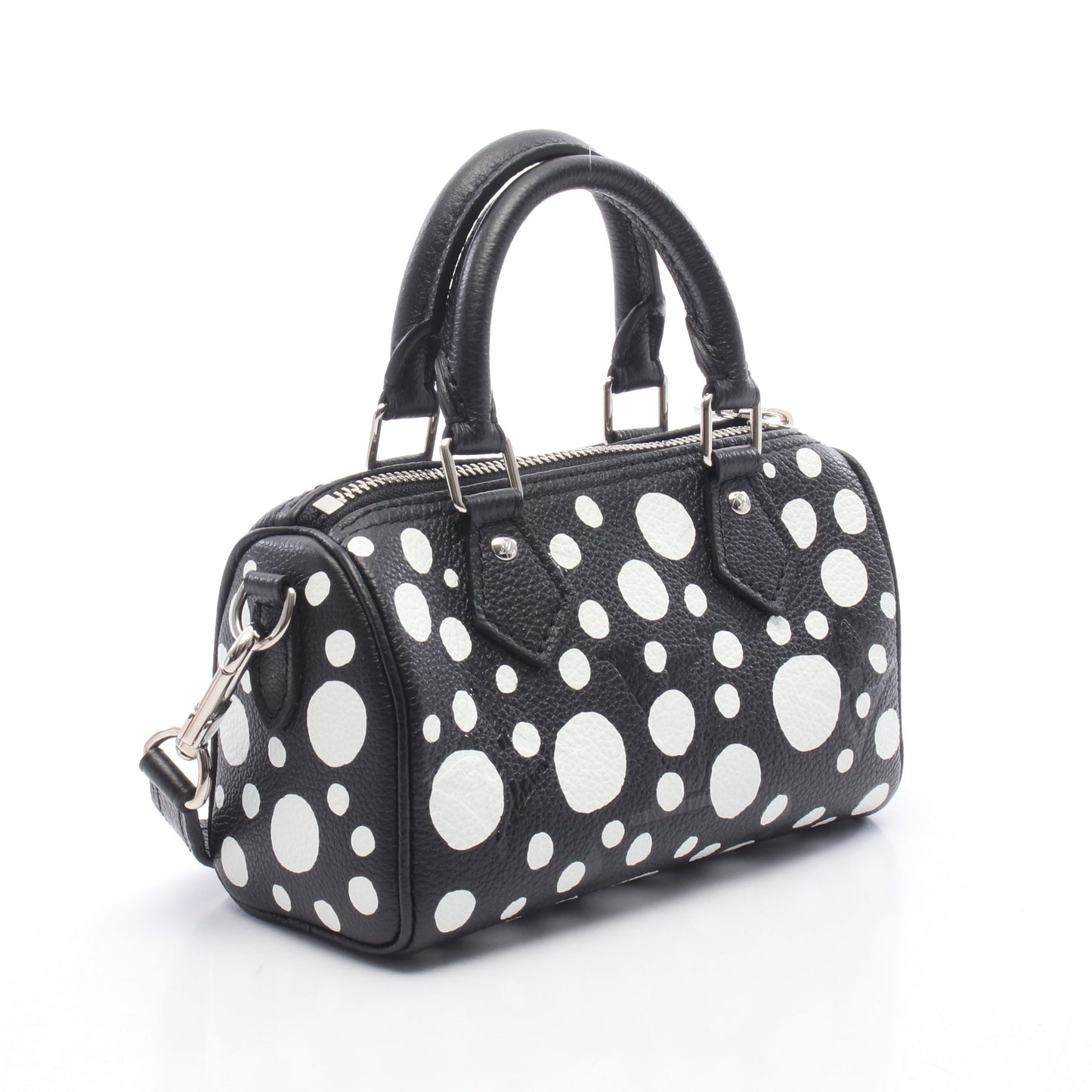 LOUIS VUITTON × yayoi kusama ナノスピーディ インフィニティドット 2WAY ショルダーバッグ PVC レザー ブラック ホワイト ルイヴィトン