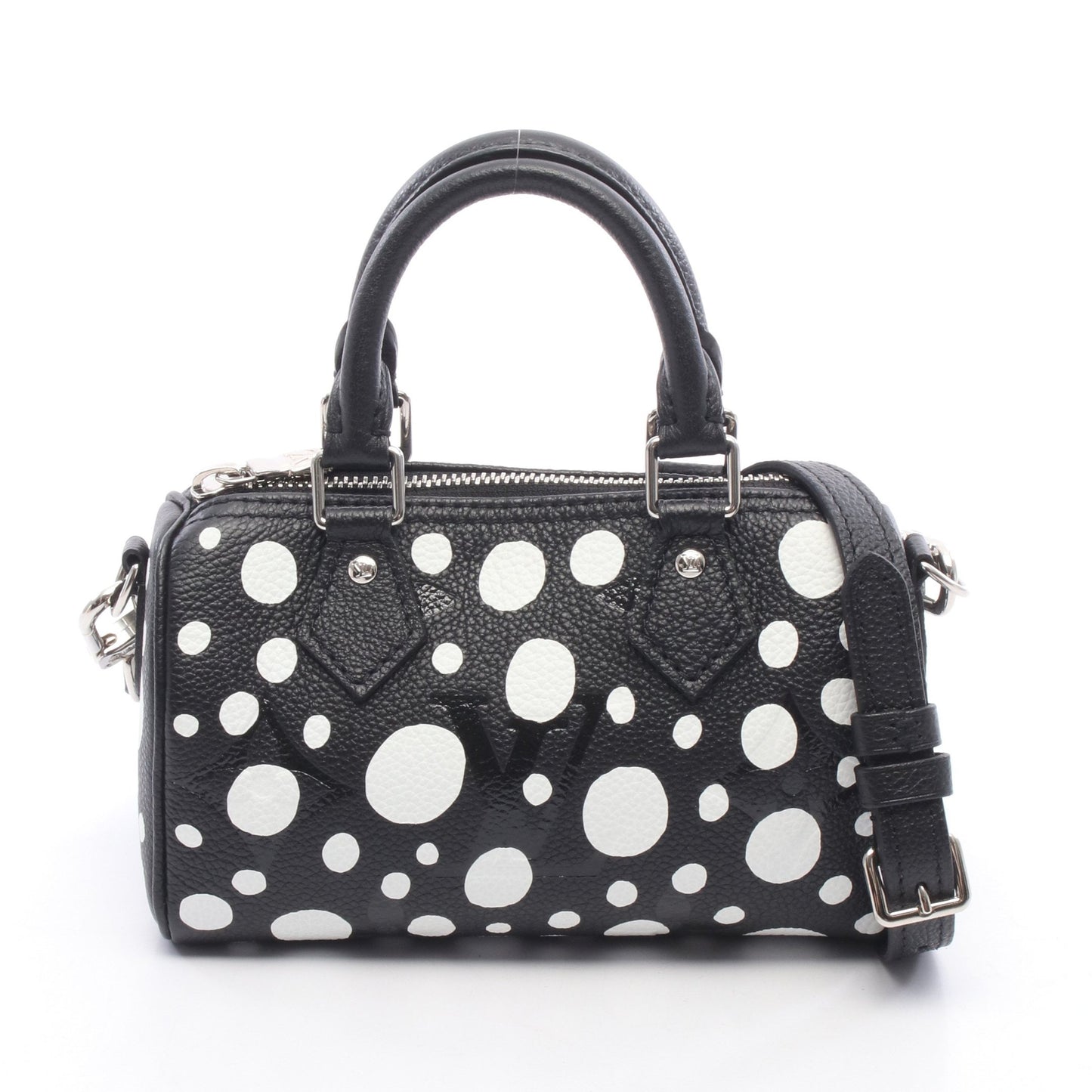 LOUIS VUITTON × yayoi kusama ナノスピーディ インフィニティドット 2WAY ショルダーバッグ PVC レザー ブラック ホワイト ルイヴィトン