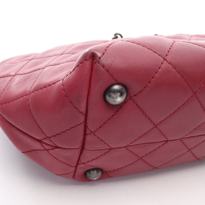 マトラッセ 2WAY チェーンショルダーバッグ チェーントートバッグ レザー ピンク シルバー金具 シャネル