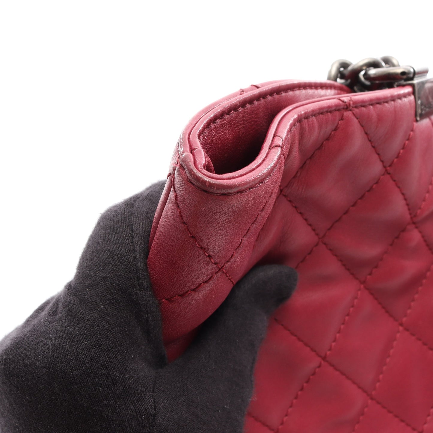 マトラッセ 2WAY チェーンショルダーバッグ チェーントートバッグ レザー ピンク シルバー金具 シャネル