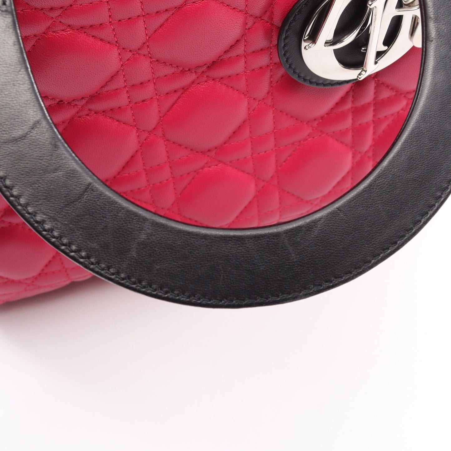 LADY DIOR レディディオール カナージュ 2WAY ハンドバッグ レザー ピンク ライトパープル ブラック クリスチャンディオール