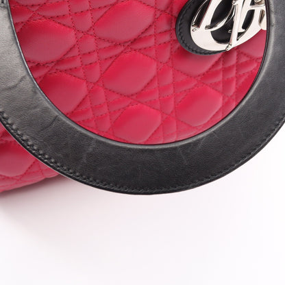 LADY DIOR レディディオール カナージュ 2WAY ハンドバッグ レザー ピンク ライトパープル ブラック クリスチャンディオール