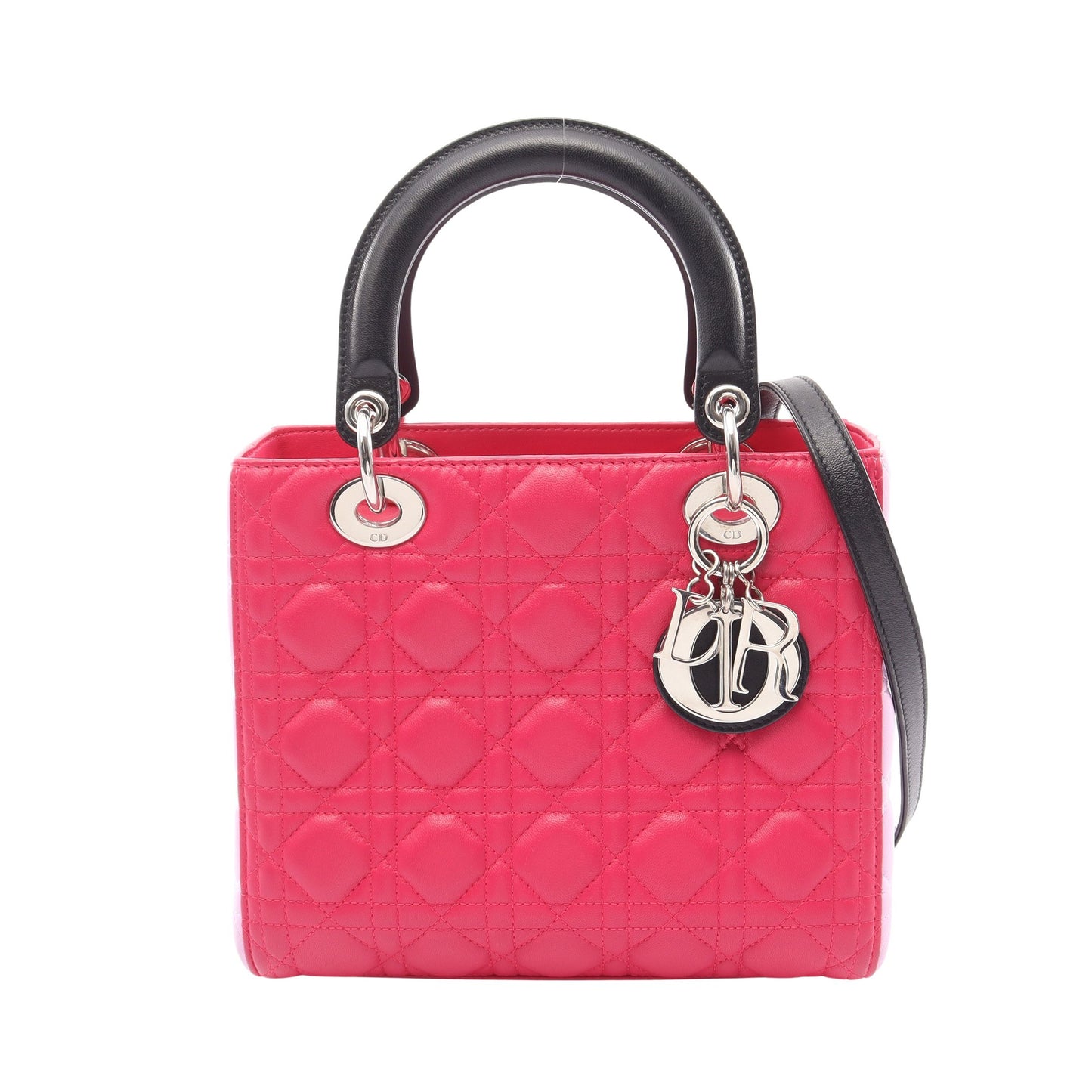 LADY DIOR レディディオール カナージュ 2WAY ハンドバッグ レザー ピンク ライトパープル ブラック クリスチャンディオール