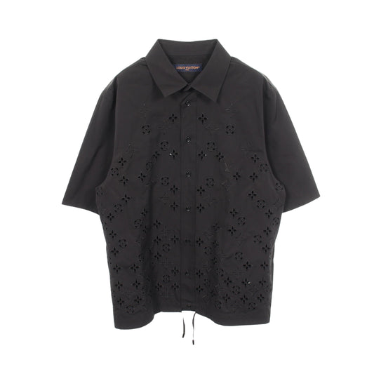 モノグラムフラワー カットアウト 半袖 シャツ コットン ブラック ルイヴィトン トップス LOUIS VUITTON