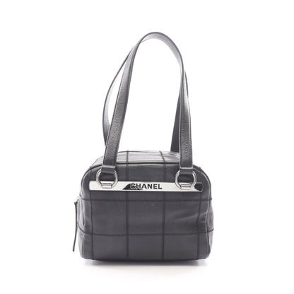 チョコバー ミニボストンバッグ キャビアスキン ブラック シルバー金具 シャネル バッグ CHANEL