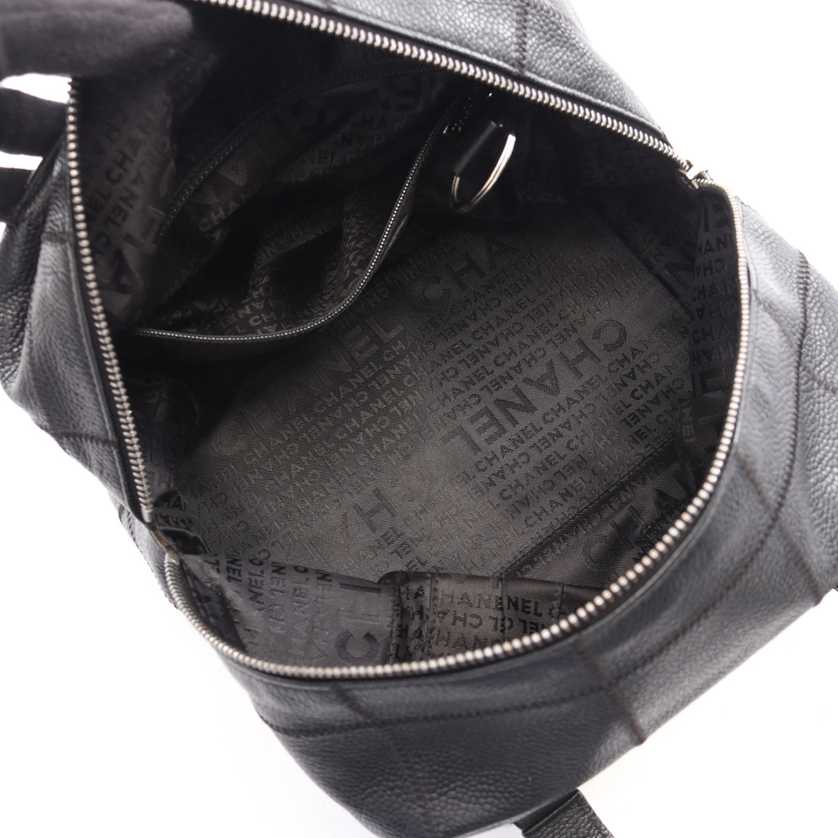 チョコバー ミニボストンバッグ キャビアスキン ブラック シルバー金具 シャネル バッグ CHANEL