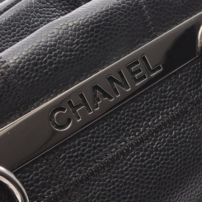 チョコバー ミニボストンバッグ キャビアスキン ブラック シルバー金具 シャネル バッグ CHANEL