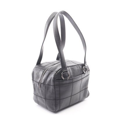 チョコバー ミニボストンバッグ キャビアスキン ブラック シルバー金具 シャネル バッグ CHANEL