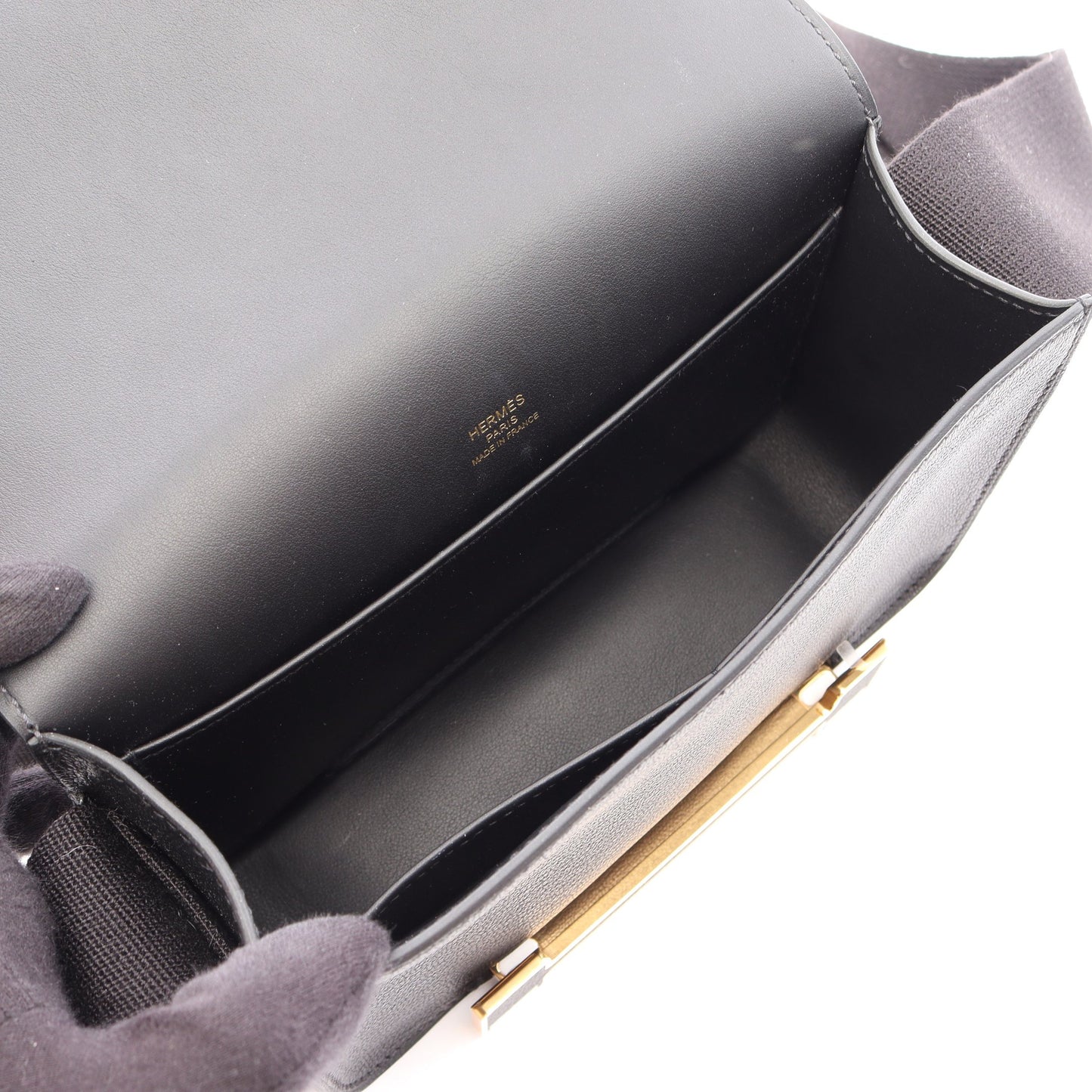 ゲタ ショルダーバッグ シェーブル ブラック ゴールド金具 B刻印 エルメス