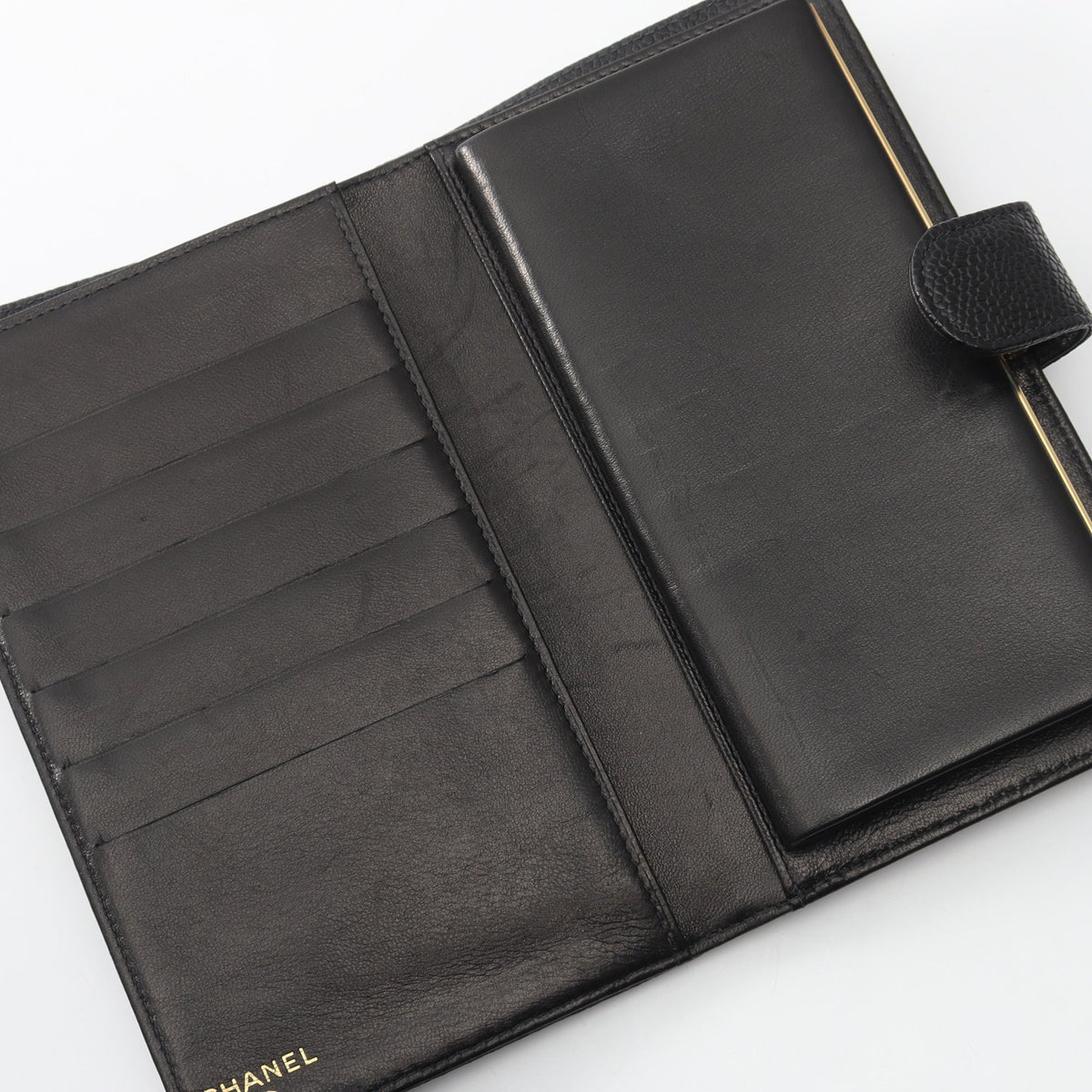 ココマーク 二つ折り長財布 キャビアスキン ブラック ゴールド金具 シャネル 財布・小物 CHANEL
