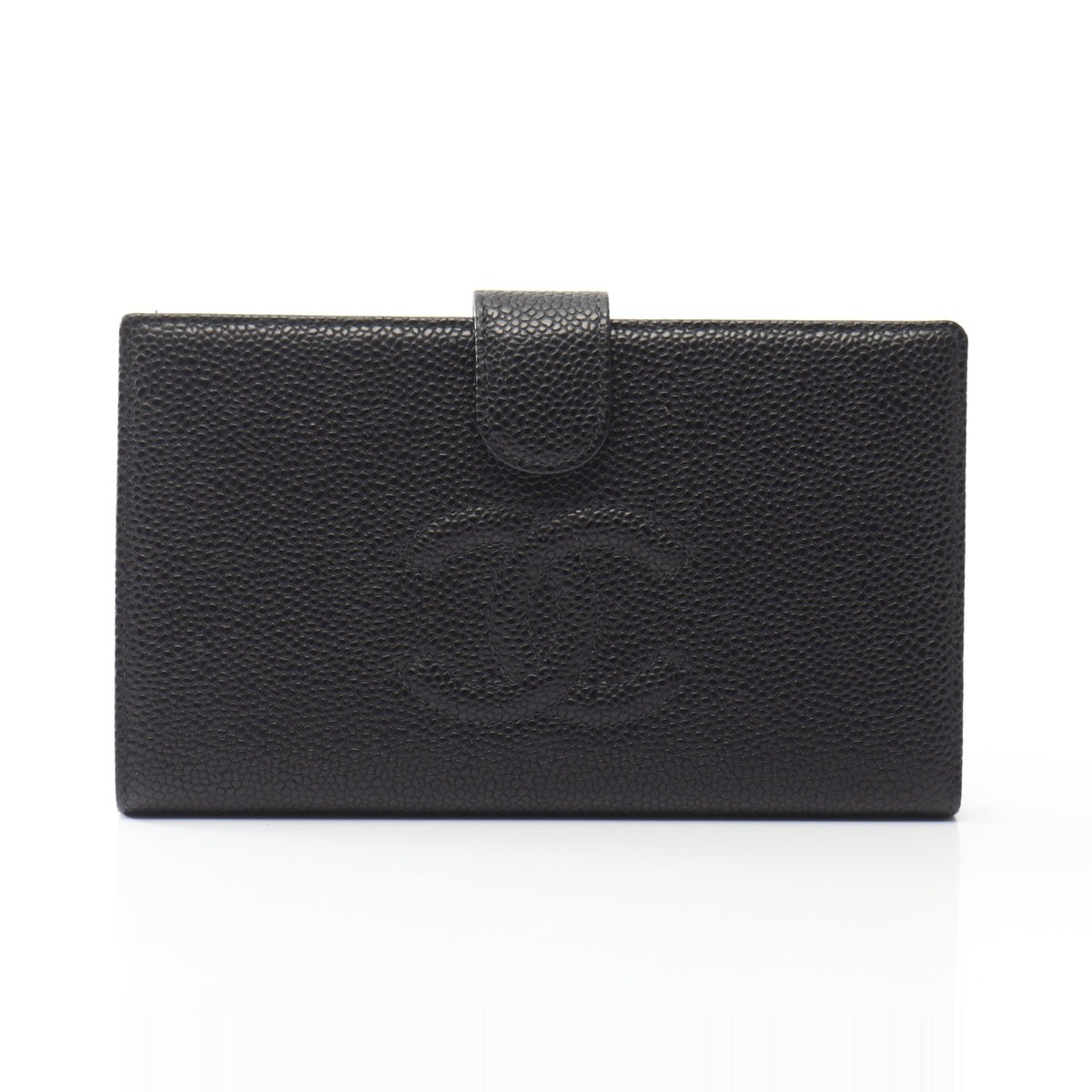 ココマーク 二つ折り長財布 キャビアスキン ブラック ゴールド金具 シャネル 財布・小物 CHANEL