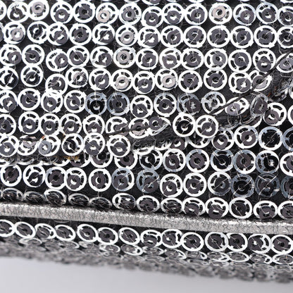 ココマーク Wチェーンショルダーバッグ スパンコール レザー シルバー シルバー金具 シャネル