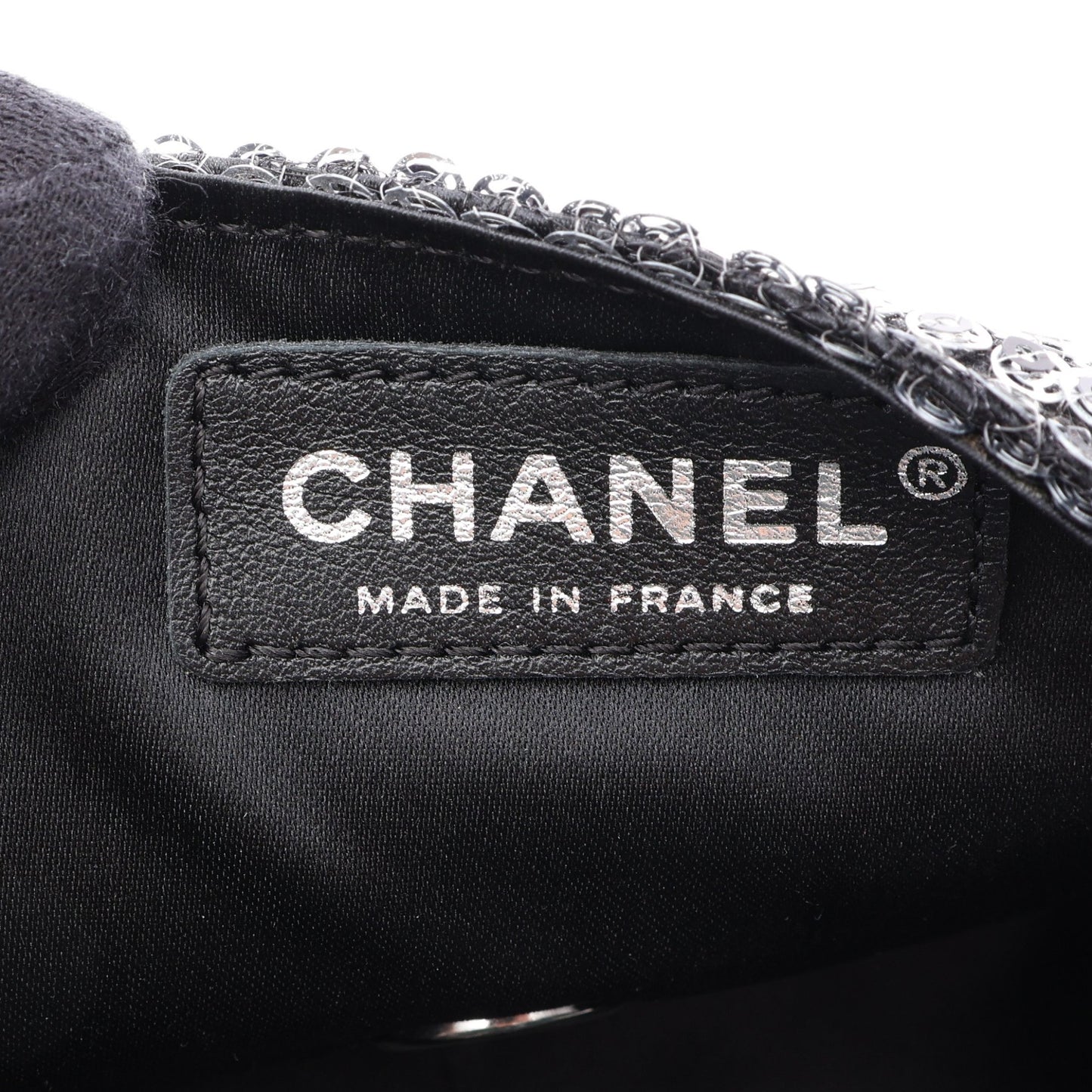 ココマーク Wチェーンショルダーバッグ スパンコール レザー シルバー シルバー金具 シャネル