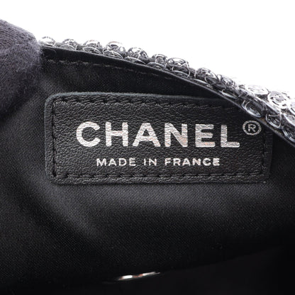 ココマーク Wチェーンショルダーバッグ スパンコール レザー シルバー シルバー金具 シャネル