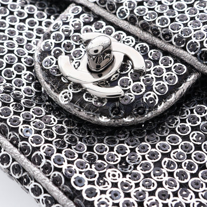 ココマーク Wチェーンショルダーバッグ スパンコール レザー シルバー シルバー金具 シャネル