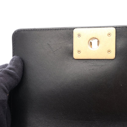 ボーイシャネル スモール チェーンショルダーバッグ レザー ブラック ゴールド金具 シャネル