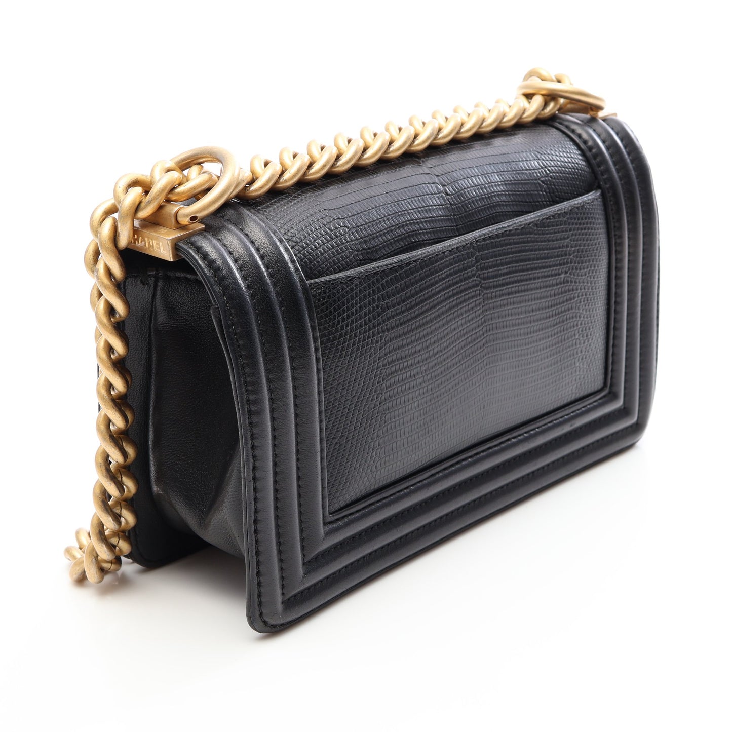 ボーイシャネル スモール チェーンショルダーバッグ レザー ブラック ゴールド金具 シャネル