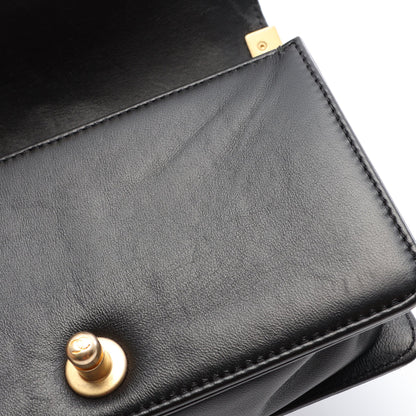 ボーイシャネル スモール チェーンショルダーバッグ レザー ブラック ゴールド金具 シャネル