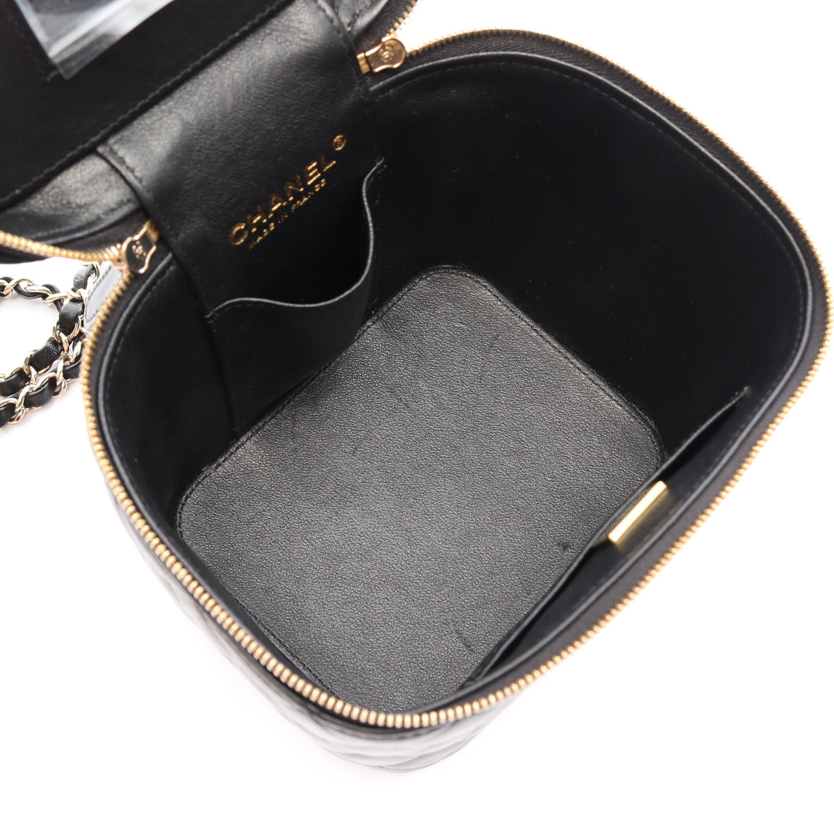 ココマーク バニティバッグ 2WAY チェーンショルダーバッグ ラムスキン ブラック ゴールド金具 シャネル バッグ CHANEL