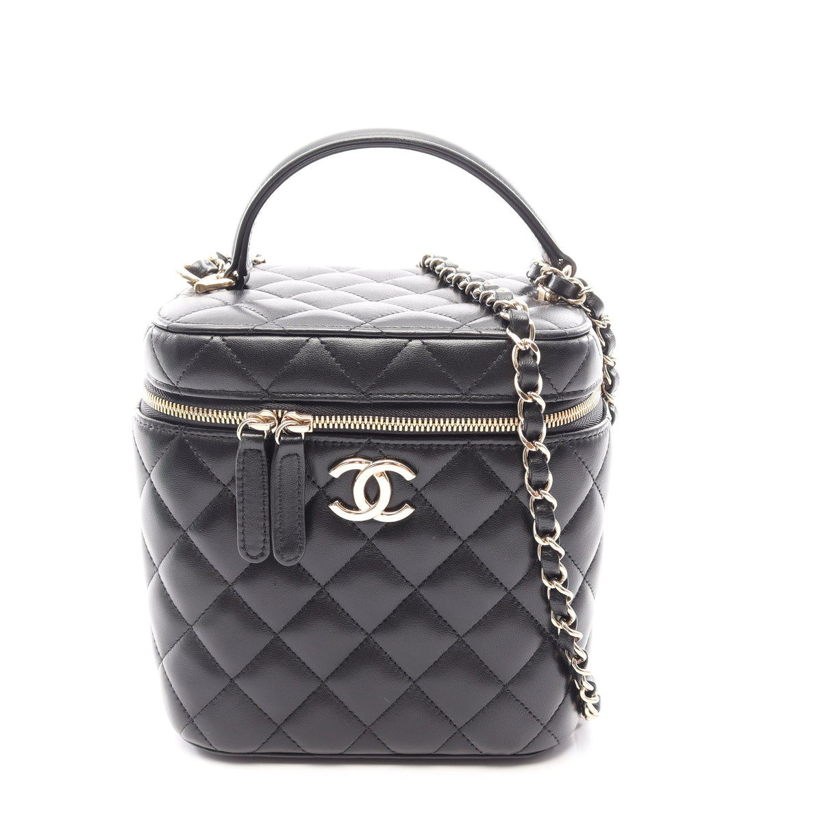 ココマーク バニティバッグ 2WAY チェーンショルダーバッグ ラムスキン ブラック ゴールド金具 シャネル バッグ CHANEL