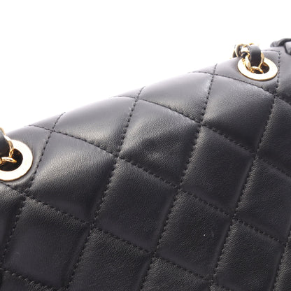 マトラッセ Wチェーンショルダーバッグ ラムスキン ブラック ゴールド金具 シャネル