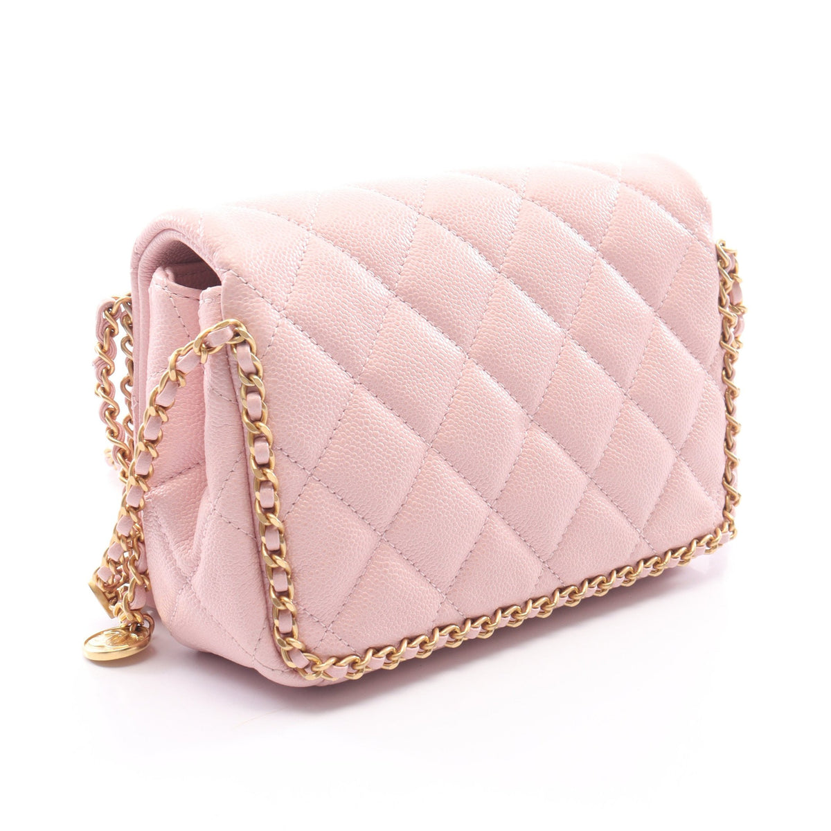 マトラッセ チェーンショルダーバッグ キャビアスキン ライトピンク ゴールド金具 シャネル バッグ CHANEL