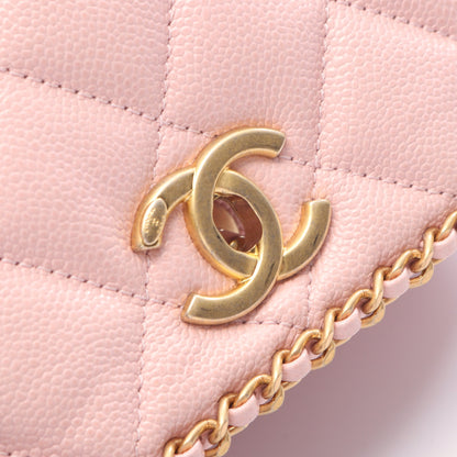 マトラッセ チェーンショルダーバッグ キャビアスキン ライトピンク ゴールド金具 シャネル バッグ CHANEL