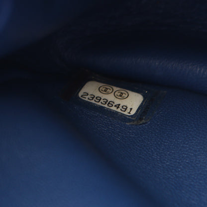 マトラッセ トップハンドル 2WAY チェーンショルダーバッグ ラムスキン ブルー ゴールド金具 シャネル