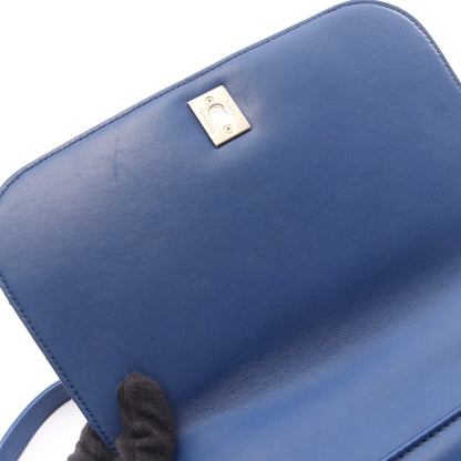 マトラッセ トップハンドル 2WAY チェーンショルダーバッグ ラムスキン ブルー ゴールド金具 シャネル