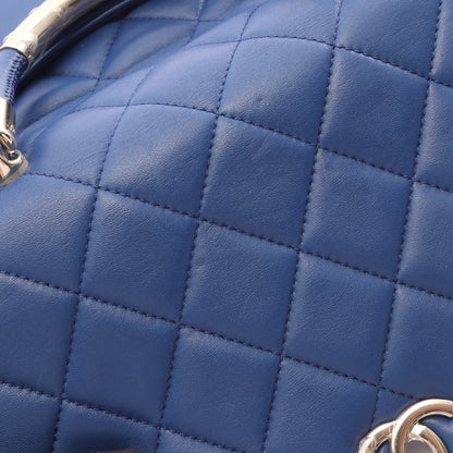 マトラッセ トップハンドル 2WAY チェーンショルダーバッグ ラムスキン ブルー ゴールド金具 シャネル