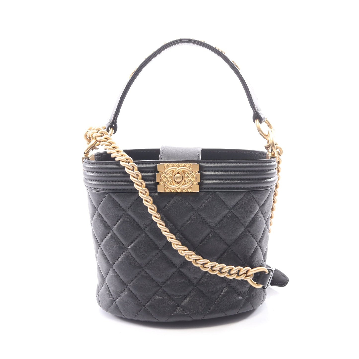 ボーイシャネル 2WAY チェーンショルダーバッグ ラムスキン ブラック ゴールド金具 シャネル