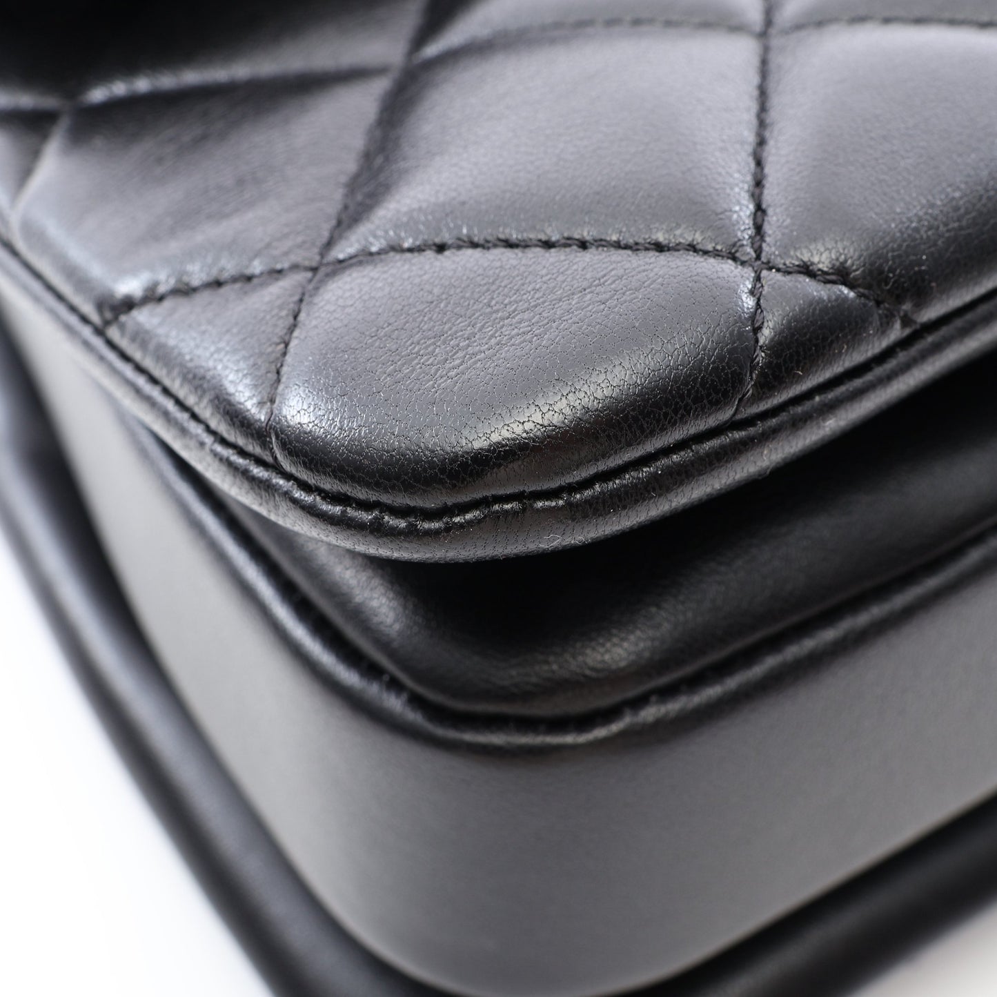 トレンディCC トップハンドル 2WAY ハンドバッグ ラムスキン ブラック ゴールド金具 シャネル