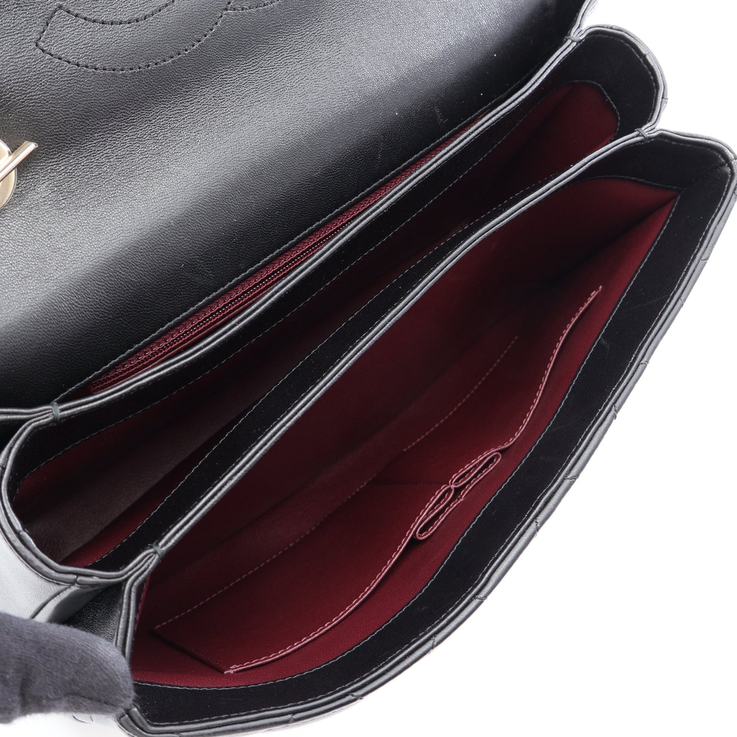 トレンディCC トップハンドル 2WAY ハンドバッグ ラムスキン ブラック ゴールド金具 シャネル