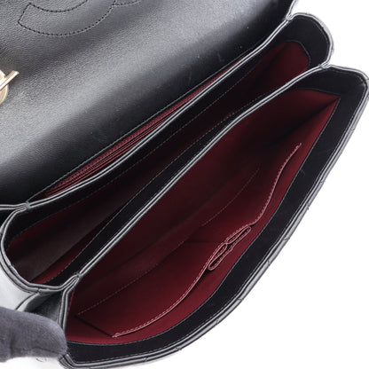 トレンディCC トップハンドル 2WAY ハンドバッグ ラムスキン ブラック ゴールド金具 シャネル