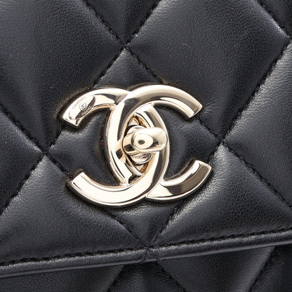 トレンディCC トップハンドル 2WAY ハンドバッグ ラムスキン ブラック ゴールド金具 シャネル