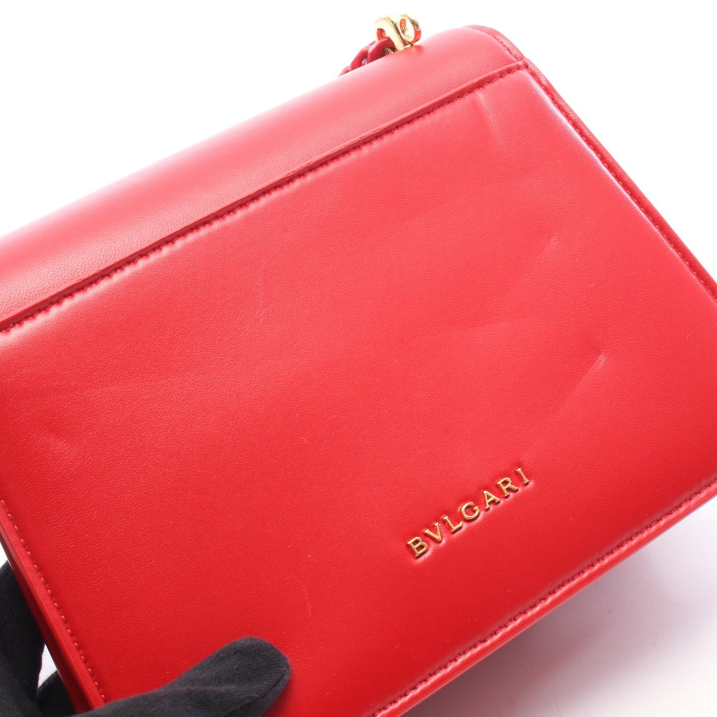 セルペンティ フォーエバー 2WAY チェーンハンドバッグ レザー レッド ブルガリ