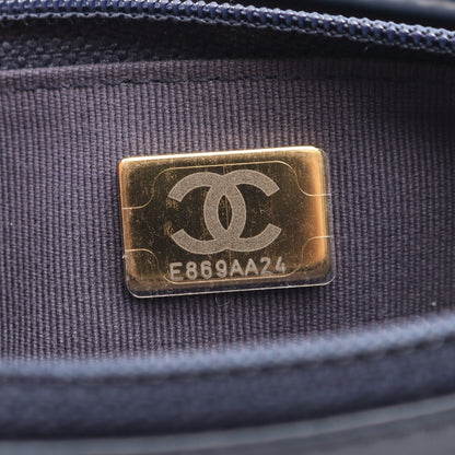 CHANEL19 マトラッセ チェック コンビ金具 2WAY チェーンウォレット ファブリック ブルー ホワイト ブラック シャネル