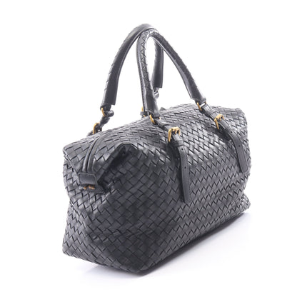 イントレチャート ハンドバッグ ミニボストンバッグ レザー ブラック ボッテガヴェネタ バッグ BOTTEGA VENETA