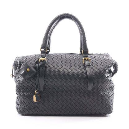 イントレチャート ハンドバッグ ミニボストンバッグ レザー ブラック ボッテガヴェネタ バッグ BOTTEGA VENETA